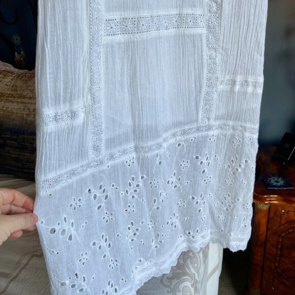 Free People White Lace Eyelet Prairie Midi Dress - Picture 9 of 16